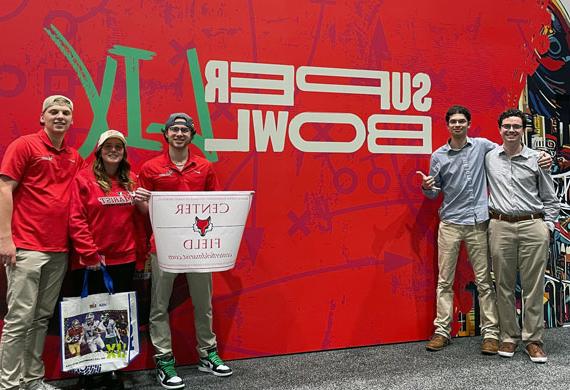 Image of sports communication students covering Super Bowl Week in New Orleans.